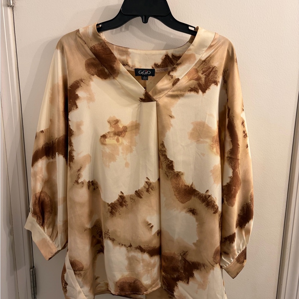 Elegant Cream and Brown Women's Blouse
